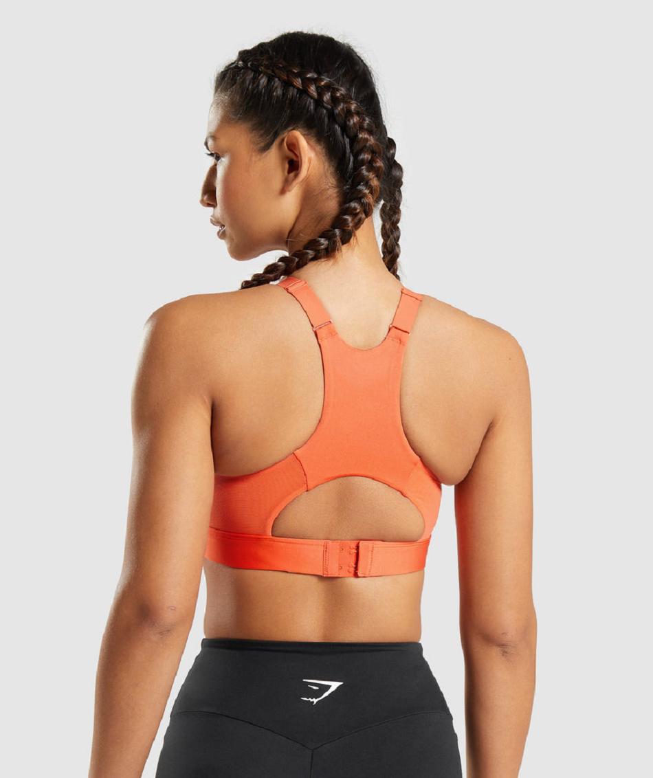 Staniki Sportowe Damskie Gymshark Mesh Neckline 2.0 Pomarańczowe | PL 2876UZG